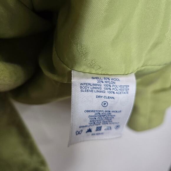 Lands End Wool Blend Pea Coat Women Size 10 Lime Green Quiet Luxury Brat Classic - Picture 4 of 12